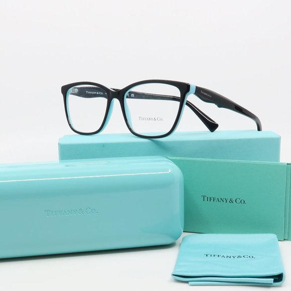 Tiffany & Co. TF 2175 8055 New Black/ Tiffany Blue Eyeglasses 54mm with box - Picture 1 of 6